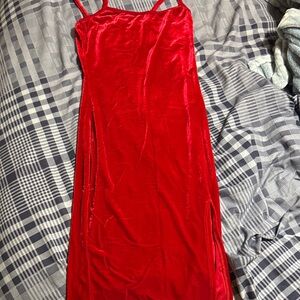 Elegant Red Velvet Dress